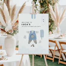 Load image into Gallery viewer, Corjl editable blue 100 day Baek-il welcome sign board 0304