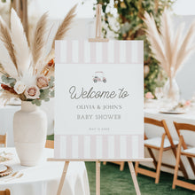 Load image into Gallery viewer, Editable Pink color baby shower welcome sign template 0208