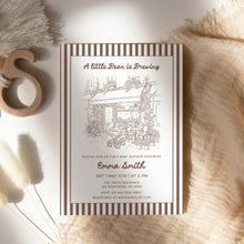 Load image into Gallery viewer, Baby Is Brewing Baby Shower Invitation, Brown Cafe Theme Editable Template 2044