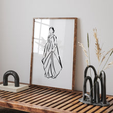 Load image into Gallery viewer, Korean Hanbok woman line drawing art print 12-15