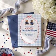 Load image into Gallery viewer, All American Twin 1st Birthday Invitation, 4th of July Patriotic Summer Party Template 0341