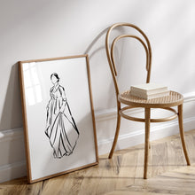 Load image into Gallery viewer, Korean Hanbok woman line drawing art print 12-15