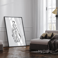 Load image into Gallery viewer, Korean Hanbok woman line drawing art print 12-15