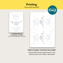 Load image into Gallery viewer, 0320 Winter Onederful Boy 1st Birthday Invitation Template (Digital Download)