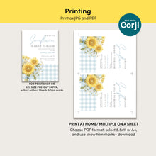 Load image into Gallery viewer, Blue Gingham Sunflower Baby Shower Invitation Template | Corjl Boy Invite 2046