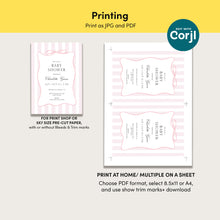 Load image into Gallery viewer, 2021 pink stripe bow baby shower invite