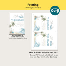 Load image into Gallery viewer, Take Me to the Beach Birthday Invitation Editable Coastal Surf B-Day Party Invite Template 0338