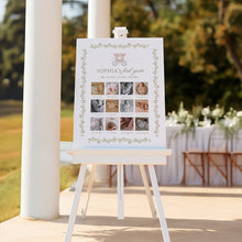 Load image into Gallery viewer, pink princess 12 months milestone board baby girl first birthday photo sign 0332