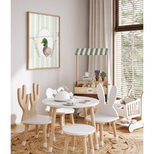 Load image into Gallery viewer, Watercolor whimsical green mallard duck art print 07-276