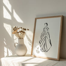 Load image into Gallery viewer, Korean Hanbok woman line drawing art print 12-15