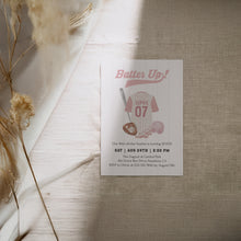 Load image into Gallery viewer, 0314 pink batter up birthday invitation template