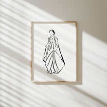 Load image into Gallery viewer, Korean Hanbok woman line drawing art print 12-15