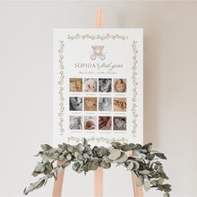Load image into Gallery viewer, pink princess 12 months milestone board baby girl first birthday photo sign 0332
