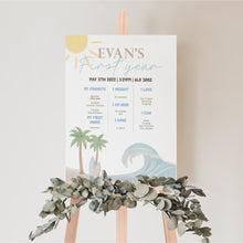 Load image into Gallery viewer, The Big One Milestone Board Editable Surf Birthday Sign Coastal Beach 1st Birthday Poster Template 0338