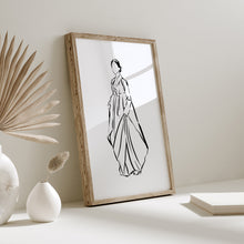 Load image into Gallery viewer, Korean Hanbok woman line drawing art print 12-15