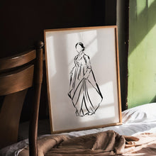 Load image into Gallery viewer, Korean Hanbok woman line drawing art print 12-15