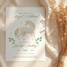 Load image into Gallery viewer, 0309 Unicorn birthday invitation template
