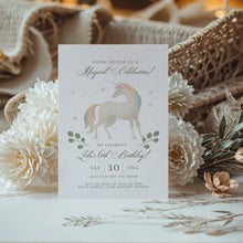 Load image into Gallery viewer, 0309 Unicorn birthday invitation template