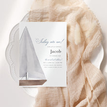 Load image into Gallery viewer, 0307 sailboat birthday invitation