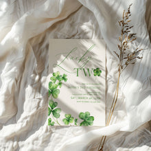 Load image into Gallery viewer, 0804 Lucky Two Birthday Invitation, Clover Irish St. Patrick's Second Birthday Invite, Digital Download