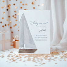 Load image into Gallery viewer, 0307 sailboat birthday invitation