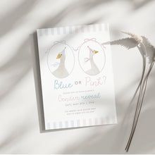 Load image into Gallery viewer, Corjl editable Silly goose gender reveal baby shower invitation template 2011