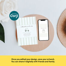 Load image into Gallery viewer, Sage green Golf cart Baby Shower Invitation, Editable digital Boys Baby Shower invitation Template, modern baby shower, digital download0206