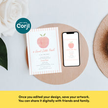 Load image into Gallery viewer, Corjl editable peach theme baby shower invitation template 2010