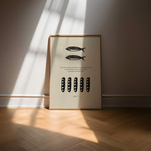 Load image into Gallery viewer, Jesus feeds the 5000, John 6:11 Jesus art 5 loaves of bread and 2 fish art print