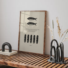 Load image into Gallery viewer, Jesus feeds the 5000, John 6:11 Jesus art 5 loaves of bread and 2 fish art print