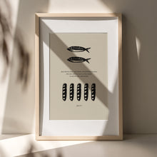 Load image into Gallery viewer, Jesus feeds the 5000, John 6:11 Jesus art 5 loaves of bread and 2 fish art print