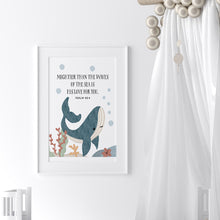 Load image into Gallery viewer, Watercolor Psalm 93:4 whale art print 07-262