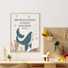 Load image into Gallery viewer, Watercolor Psalm 93:4 whale art print 07-262