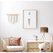 Load image into Gallery viewer, Watercolor beach boy with holding balloons art print 07-141