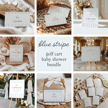 Load image into Gallery viewer, Editable Blue Golf cart Baby Shower invitation bundle, Custom digital baby boy shower invite template, Modern Baby shower decor 0205