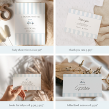 Load image into Gallery viewer, Editable Blue Golf cart Baby Shower invitation bundle, Custom digital baby boy shower invite template, Modern Baby shower decor 0205