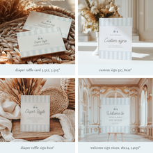 Load image into Gallery viewer, Editable Blue Golf cart Baby Shower invitation bundle, Custom digital baby boy shower invite template, Modern Baby shower decor 0205