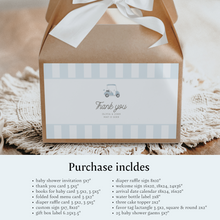Load image into Gallery viewer, Editable Blue Golf cart Baby Shower invitation bundle, Custom digital baby boy shower invite template, Modern Baby shower decor 0205