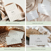 Load image into Gallery viewer, Sage green Editable Golf cart Baby Shower bundle, Custom digital baby shower invitation template, Classic minimal design 0206
