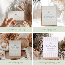 Load image into Gallery viewer, Sage green Editable Golf cart Baby Shower bundle, Custom digital baby shower invitation template, Classic minimal design 0206
