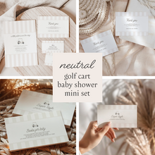 Load image into Gallery viewer, Editable Neutral Golf cart Baby Shower invitation mini set 0207
