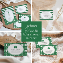 Load image into Gallery viewer, Green golf caddy baby shower party template mini set 0209