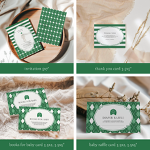 Load image into Gallery viewer, Green golf caddy baby shower party template mini set 0209