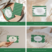 Load image into Gallery viewer, Green golf caddy baby shower party template bundle 0209