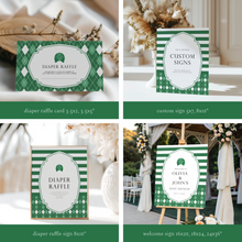 Load image into Gallery viewer, Green golf caddy baby shower party template bundle 0209