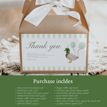 Load image into Gallery viewer, Green mallard duck baby shower party template bundle 2012