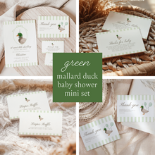 Load image into Gallery viewer, Green mallard duck baby shower party mini set 2012