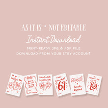 Load image into Gallery viewer, Funny 67 Valentine's Day Cards ,Hand-Drawn Whimsical Style, Digital Download 0802