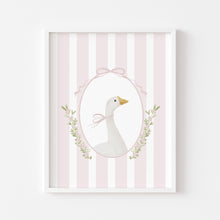 Load image into Gallery viewer, Watercolor whimsical pink silly goose art print 07-276