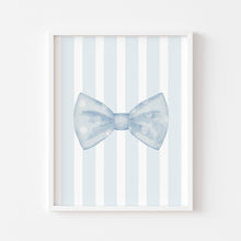 Load image into Gallery viewer, Watercolor blue bowtie with stripe background art print 07-297